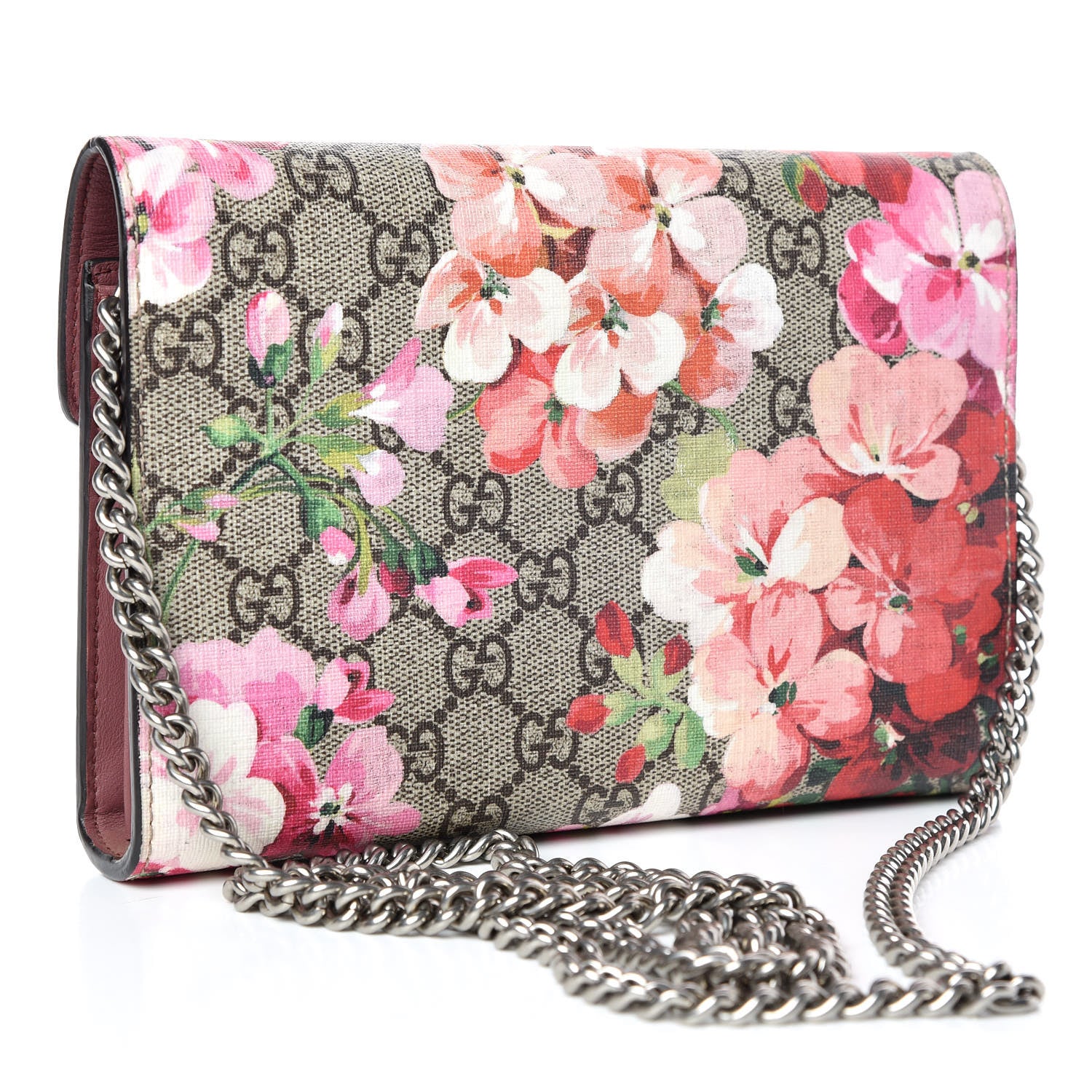 Gucci GG Supreme Monogram Blooms Mini Dionysus Chain Wallet Beige Multicolor Dry Rose 3 of 11