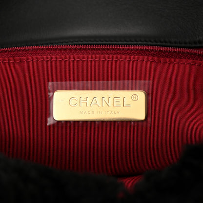 Chanel Shearling Sheepskin Large Chanel 19 Flap Black 6 of 10