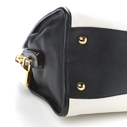 Prada Saffiano Bi-Color Tote Talco Black 7 of 9