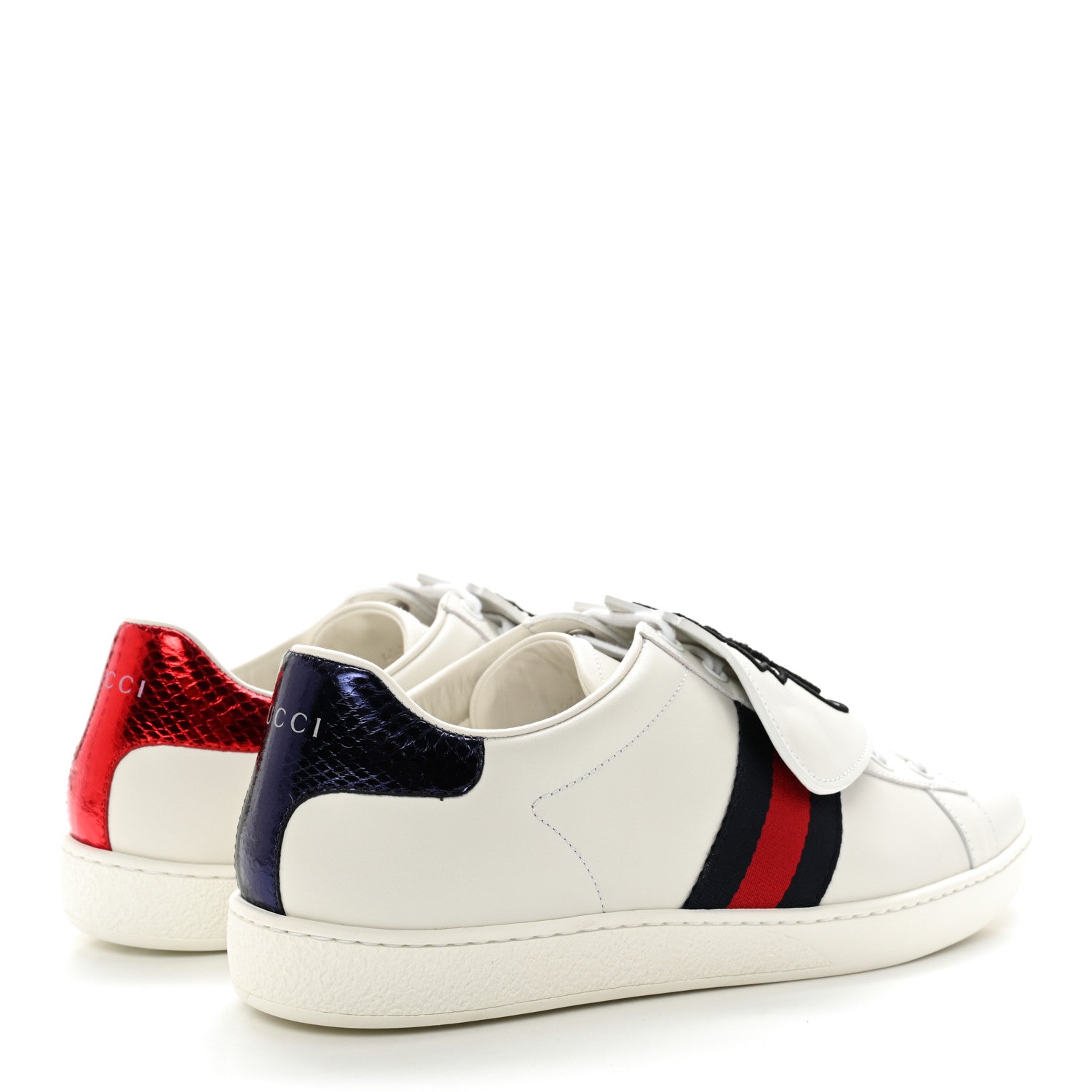 Gucci Calfskin Ayers Crystal Web Pineapple Embroidered Womens New Ace Sneakers 39.5 White 4 of 10