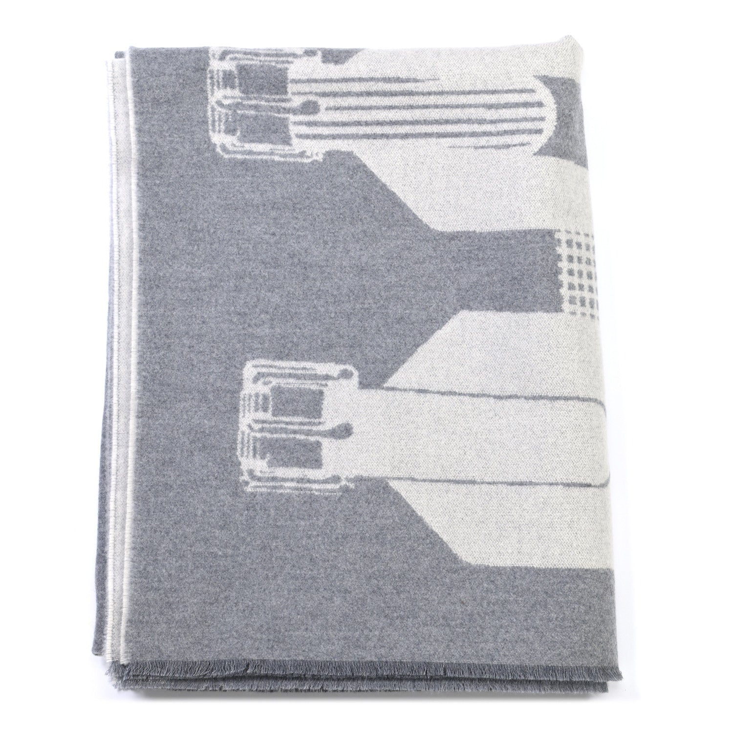 Hermes Wool Les Sangles Blanket Galet 1 of 3