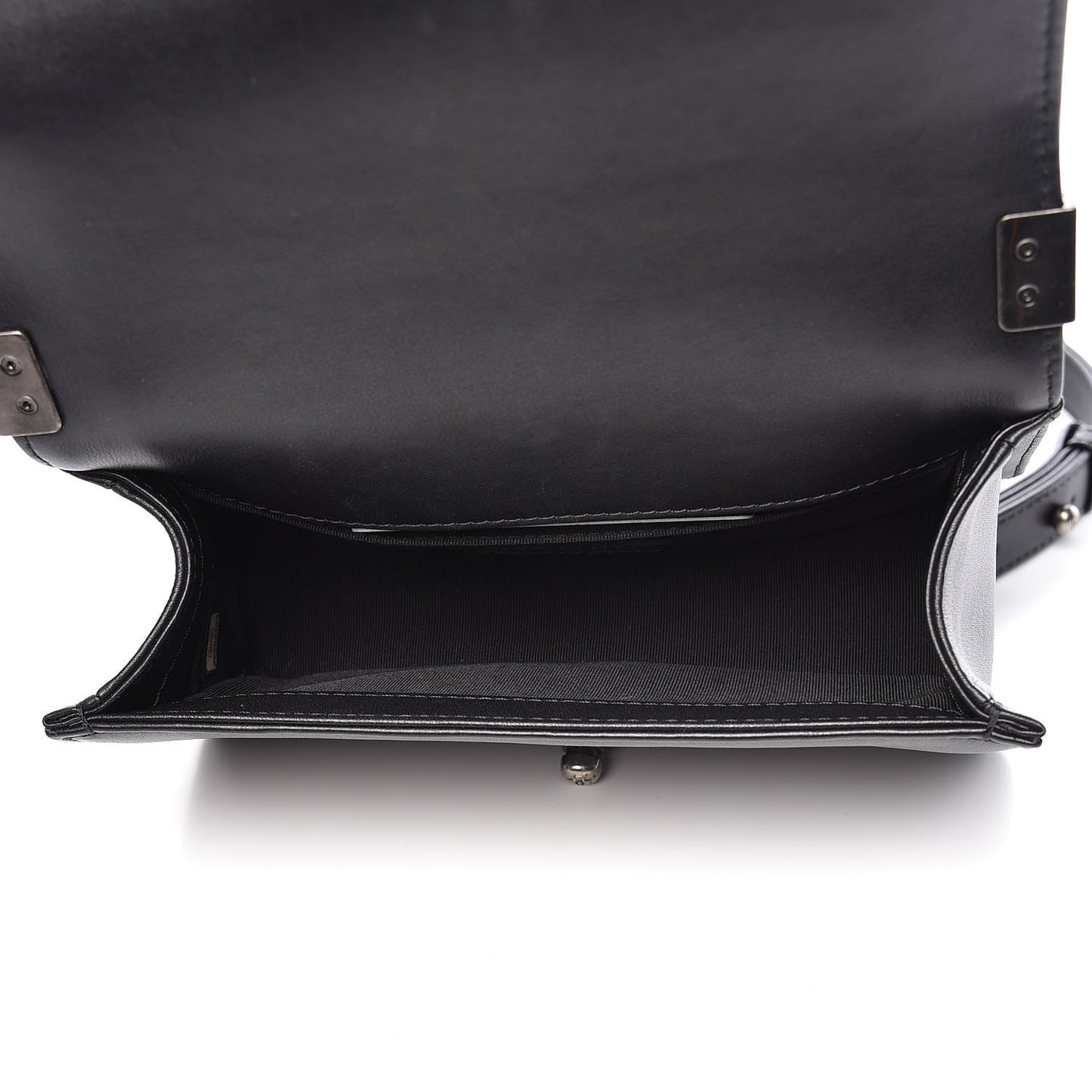 Calfskin Quilted Small Boy Flap Black