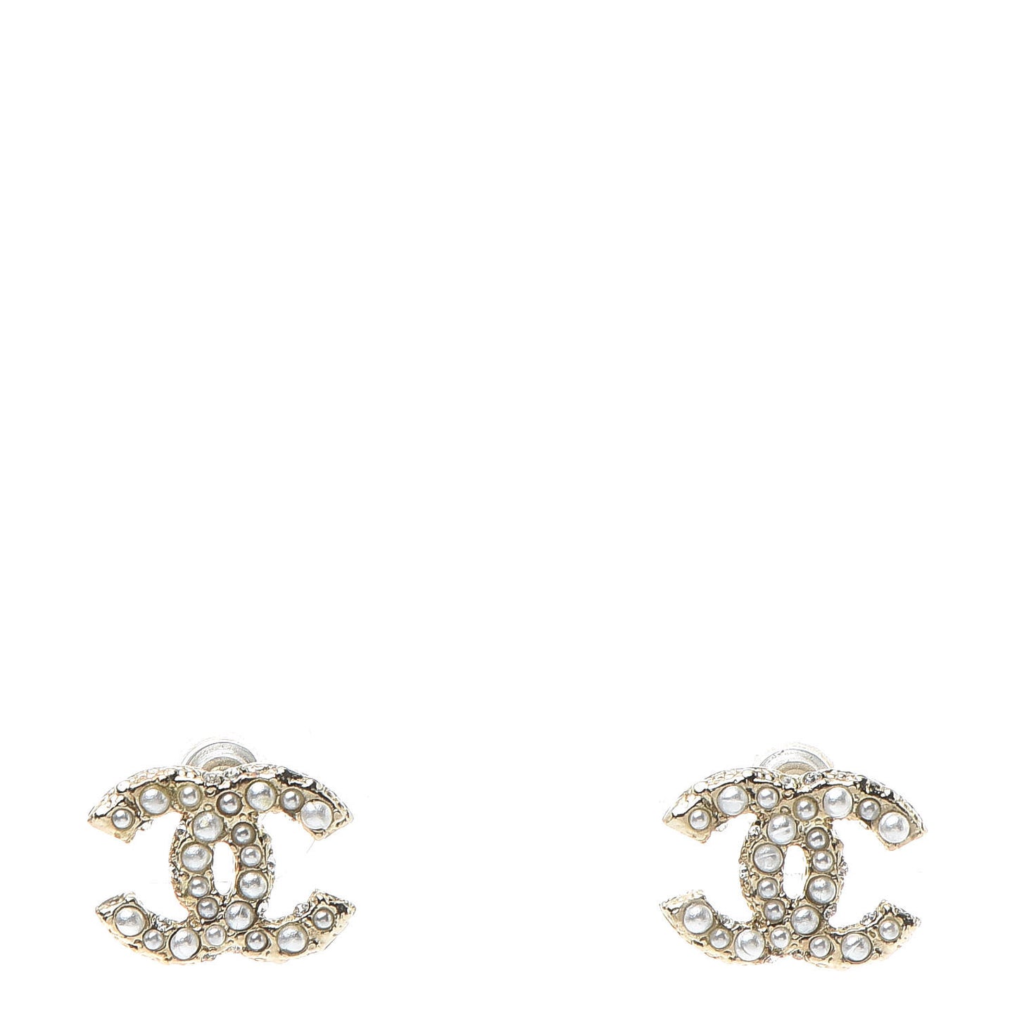 Pearl Crystal CC Earrings Gold
