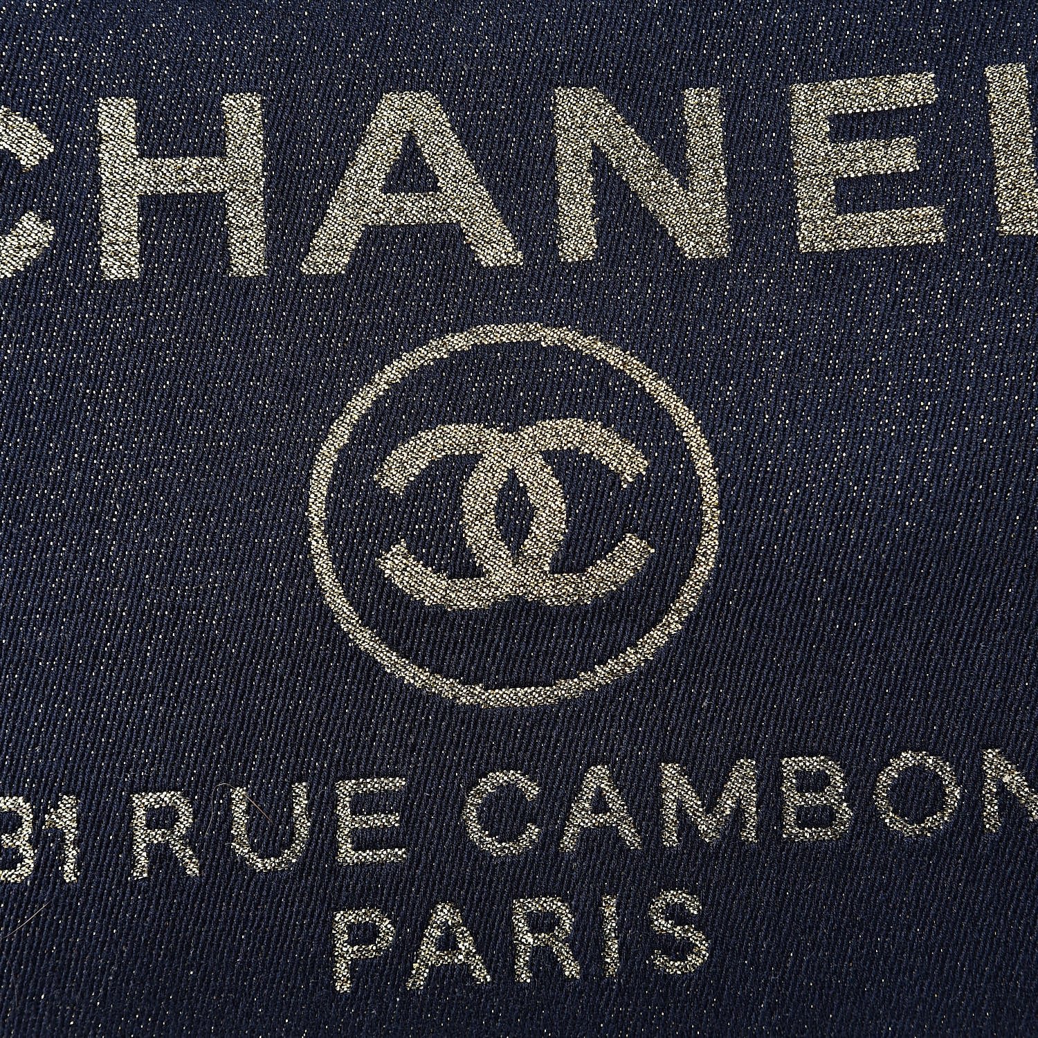 Chanel Lurex Canvas Medium Deauville Tote Navy Blue Gold 8 of 10