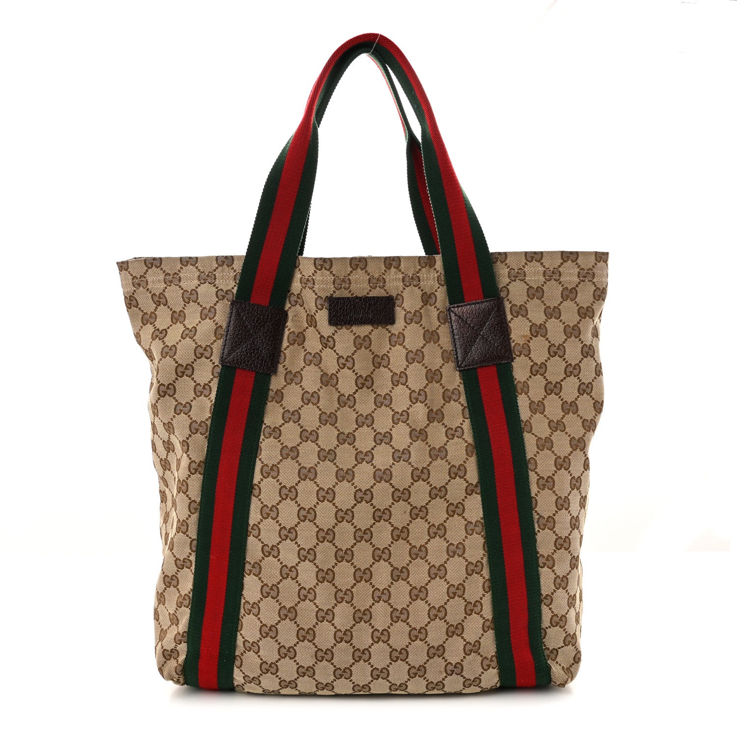 Gucci GG Monogram Medium Web Handle Vertical Tote Dark Brown 1 of 12