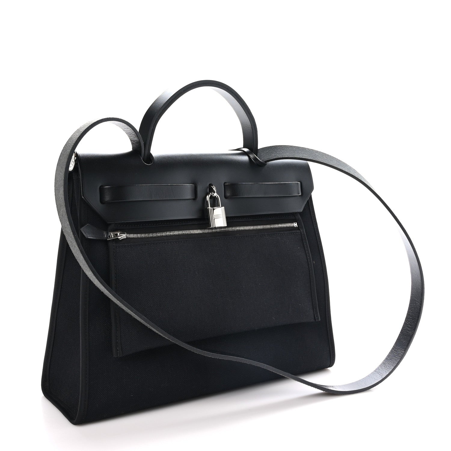 Hermes Military Toile Vache Hunter Herbag Zip PM 31 Black 4 of 12