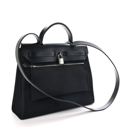 Hermes Military Toile Vache Hunter Herbag Zip PM 31 Black 4 of 12