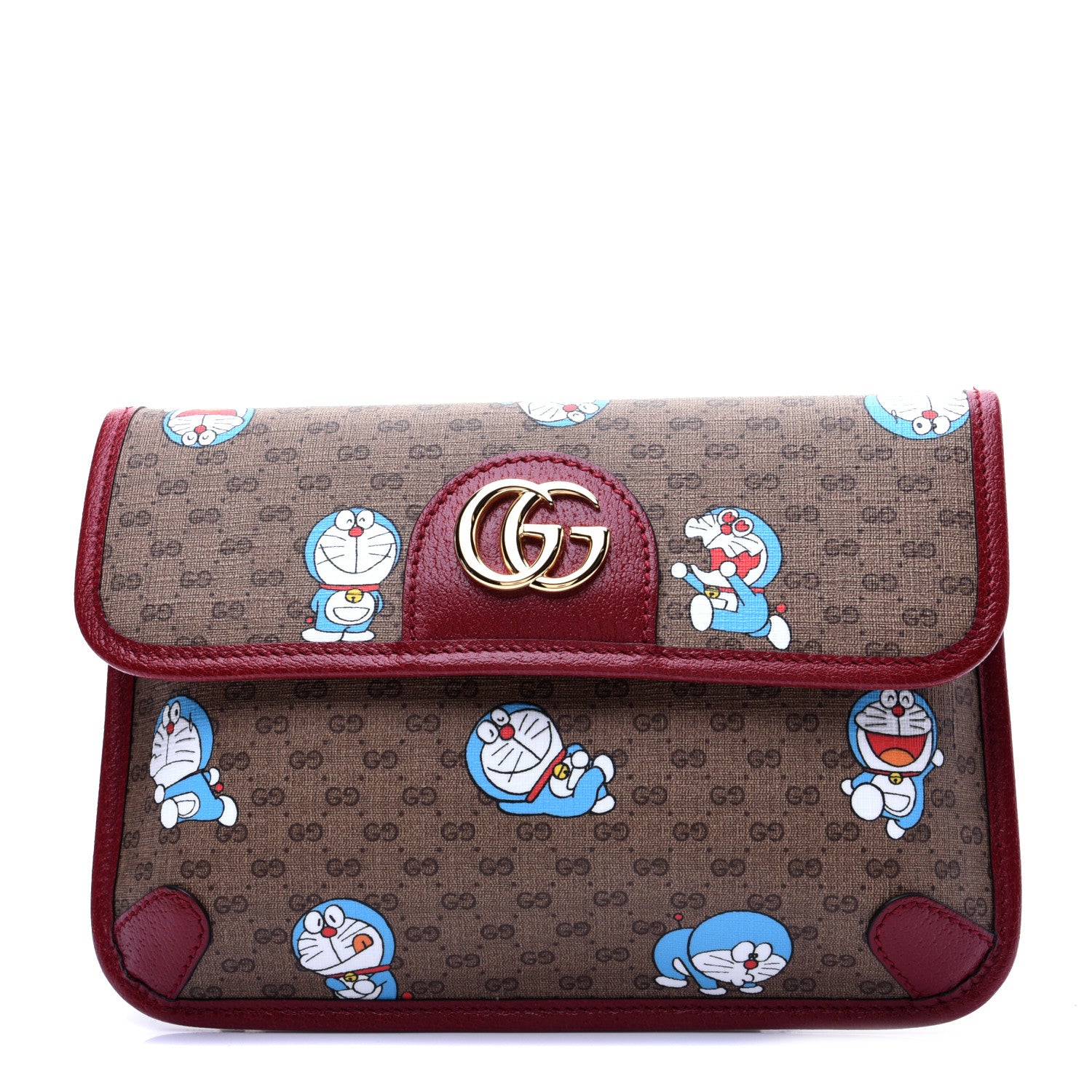 Gucci X DORAEMON Mini Vintage GG Supreme Monogram Web Slim Belt Bag Beige Cherry Red 1 of 14