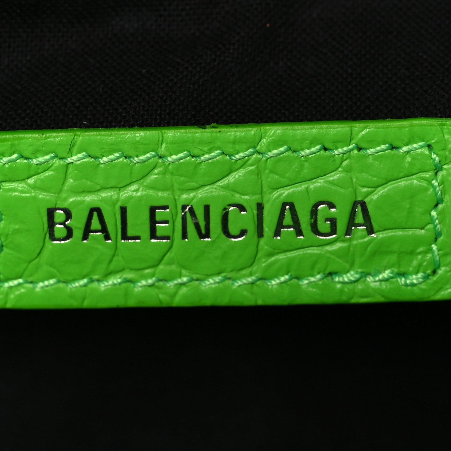 Balenciaga Extra Supple Calfskin Crocodile Embossed Le Cagole Shoulder Bag XS Acid Green 7 of 11