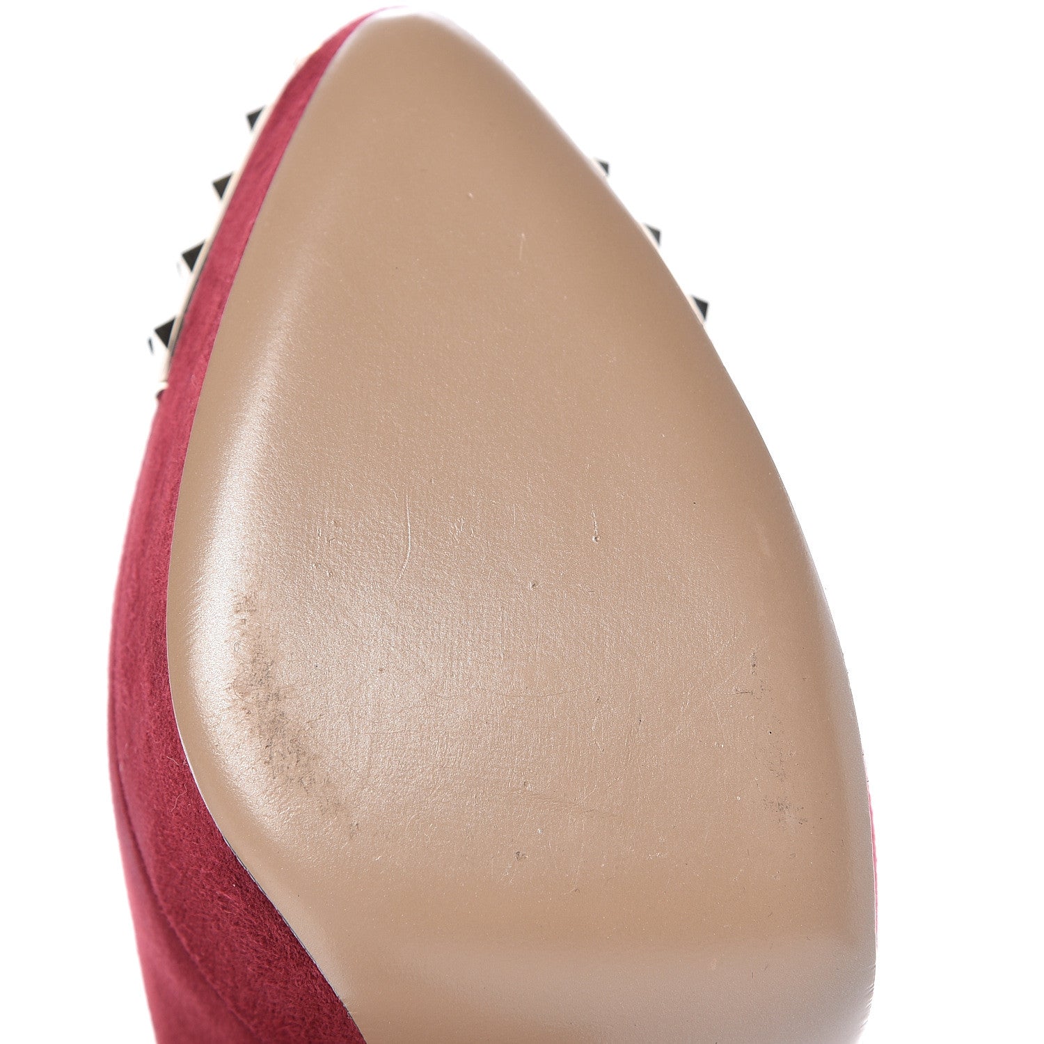 Valentino Garavani Suede Rockstud Cap Toe Platform Pumps 40 Red Gold 9 of 20