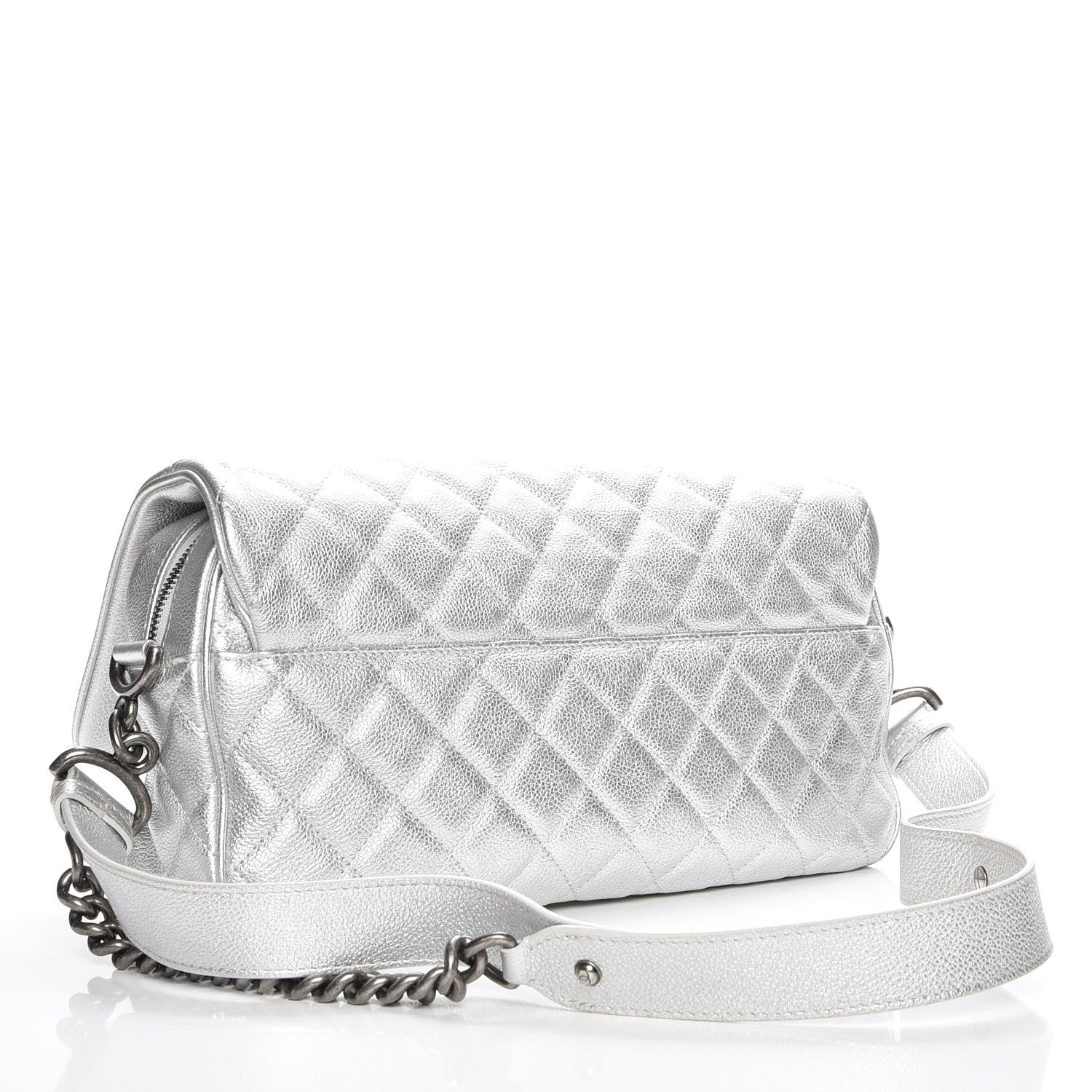 Chanel Metallic Calfskin Quilted Medium Casual Rock Flap Silver 3 of 7