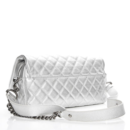 Chanel Metallic Calfskin Quilted Medium Casual Rock Flap Silver 3 of 7