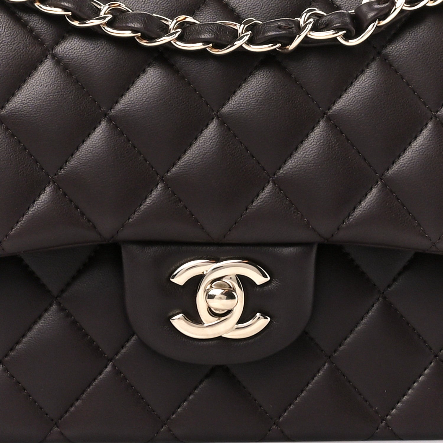Chanel Lambskin Quilted Medium Double Flap Dark Brown 9 of 11