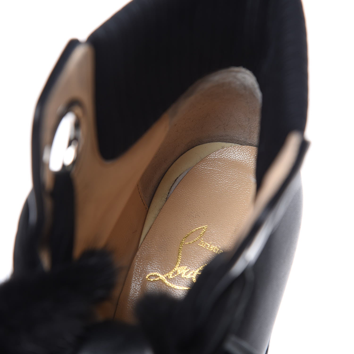 Christian Louboutin Calfskin Mink Jenny From the Alps 70 Ankle Boots 37 Black 13 of 13