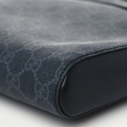 Gucci GG Supreme Monogram Appia Calfskin Web Flat Messenger Bag Black Grey 9 of 9