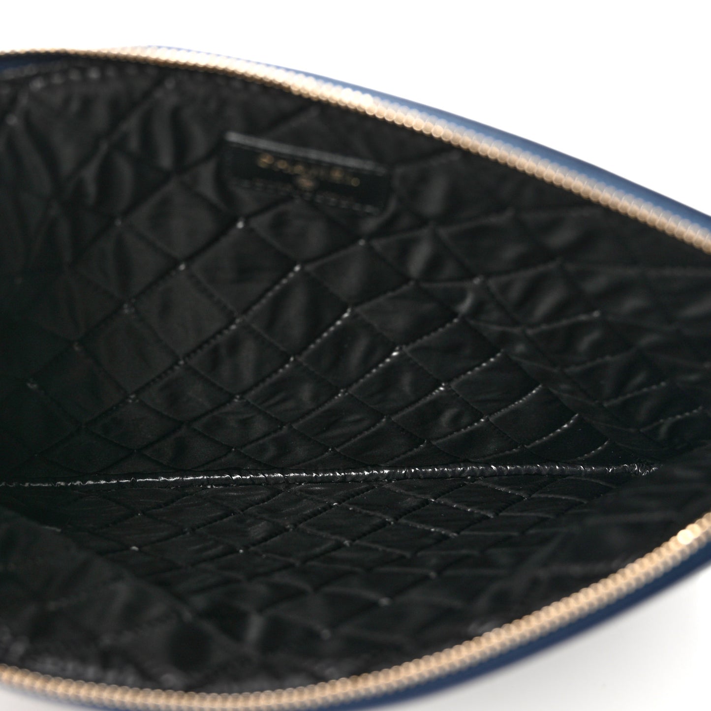 Goatskin Lambskin Grosgrain Pearl CC Medium Cosmetic Case Black Navy