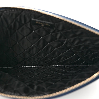 Chanel Goatskin Lambskin Grosgrain Pearl CC Medium Cosmetic Case Black Navy 5 of 7