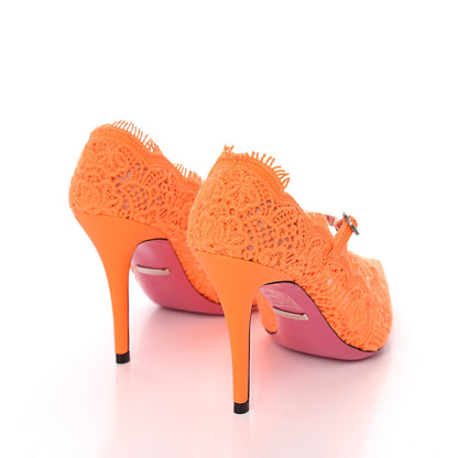 Gucci Lace Pizzo Venice Pumps 36.5 Orange Fluo 4 of 9
