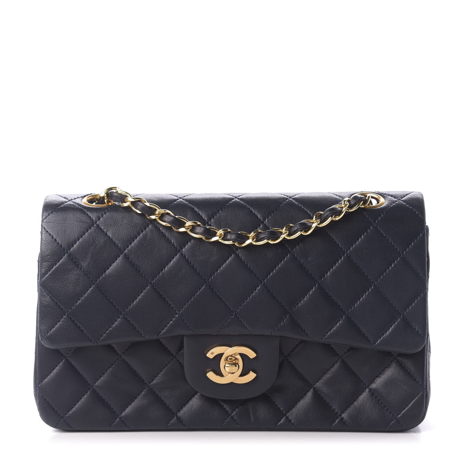 Chanel Lambskin Quilted Small Double Flap Navy 1 of 10