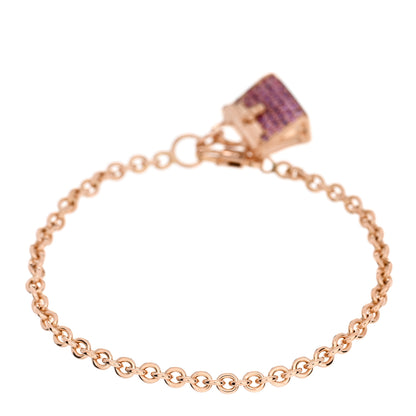 Hermes 18K Rose Gold Pink Sapphire Birkin Amulette Bracelet SH 2 of 3