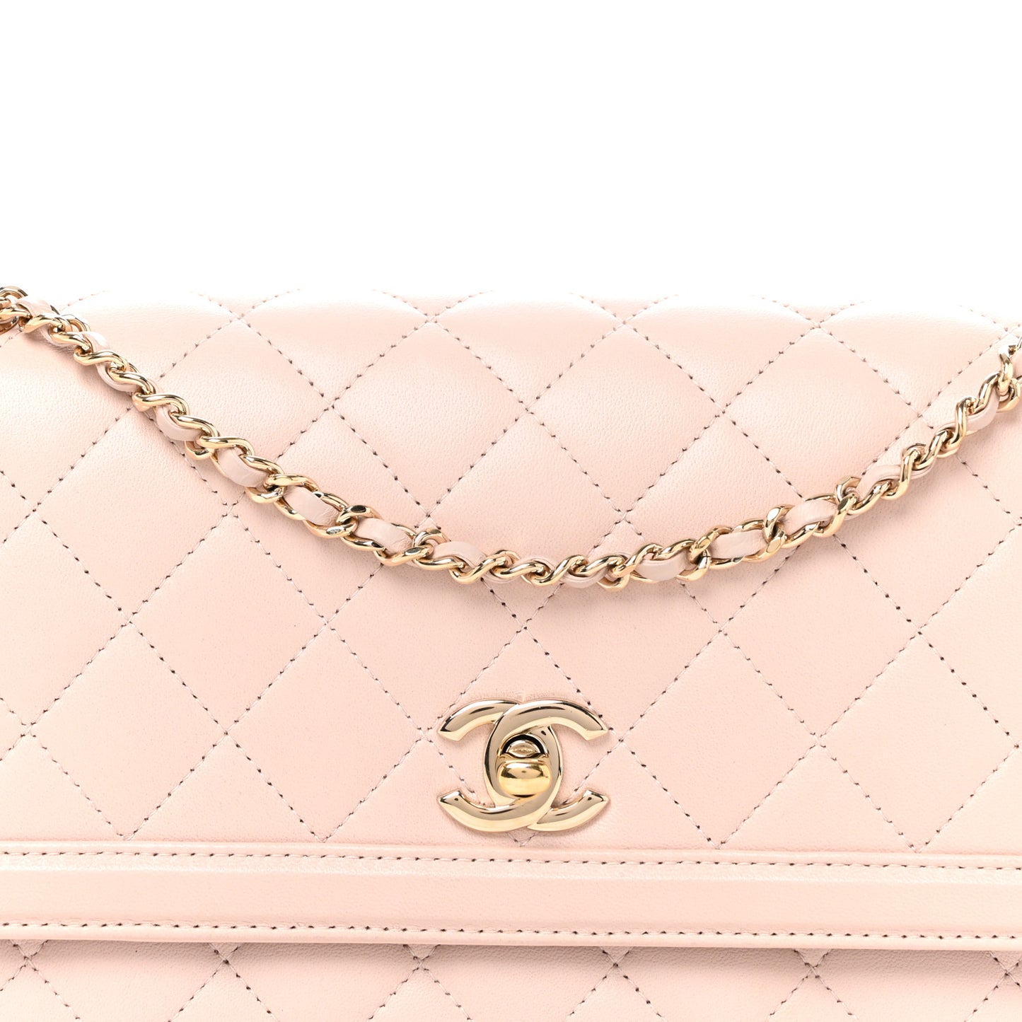 Lambskin Quilted Hanbok Flap Bag Light Pink