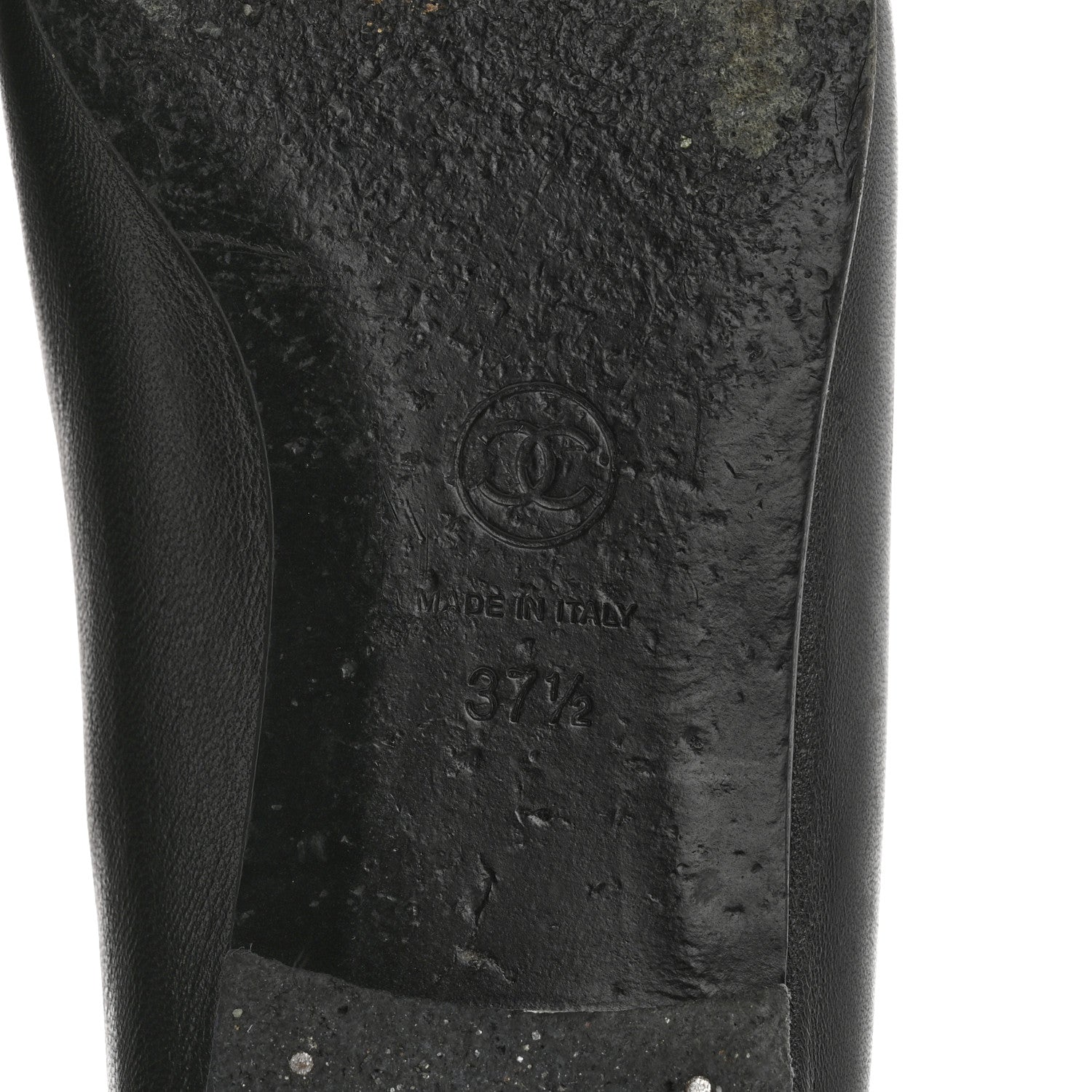 Chanel Lambskin Patent Cap Toe CC Ballerina Flats 37.5 Black 8 of 11