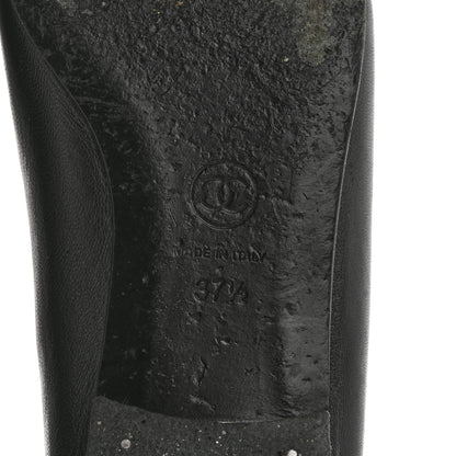 Chanel Lambskin Patent Cap Toe CC Ballerina Flats 37.5 Black 8 of 11
