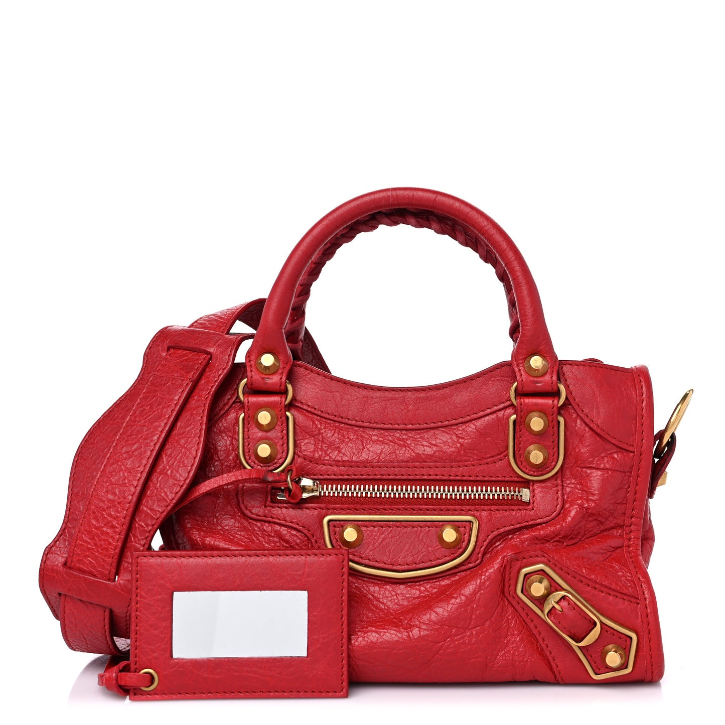 Agneau Gold Metallic Edge Hardware Mini City Rouge Rubis