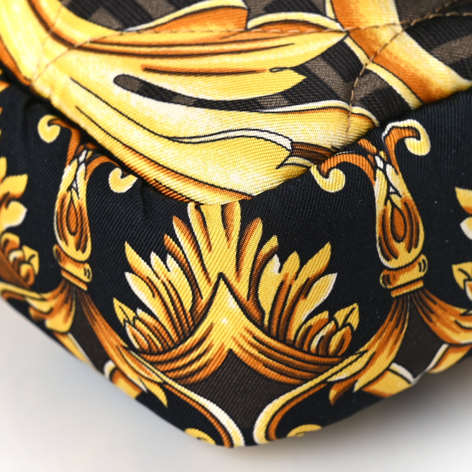 Fendi X VERSACE Silk Fendace FF Baroque Quilted Scarf Baguette Black Gold 8 of 8