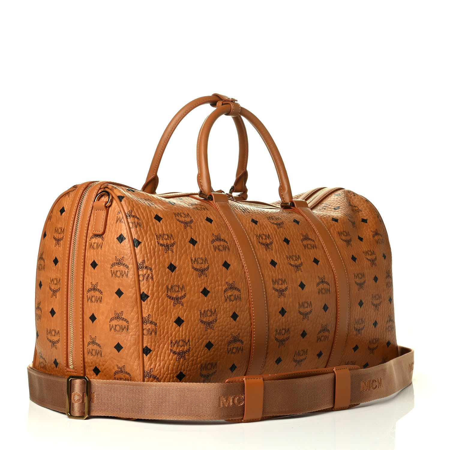 MCM Visetos Medium Traveler Weekender Duffle Bag Cognac 2 of 7