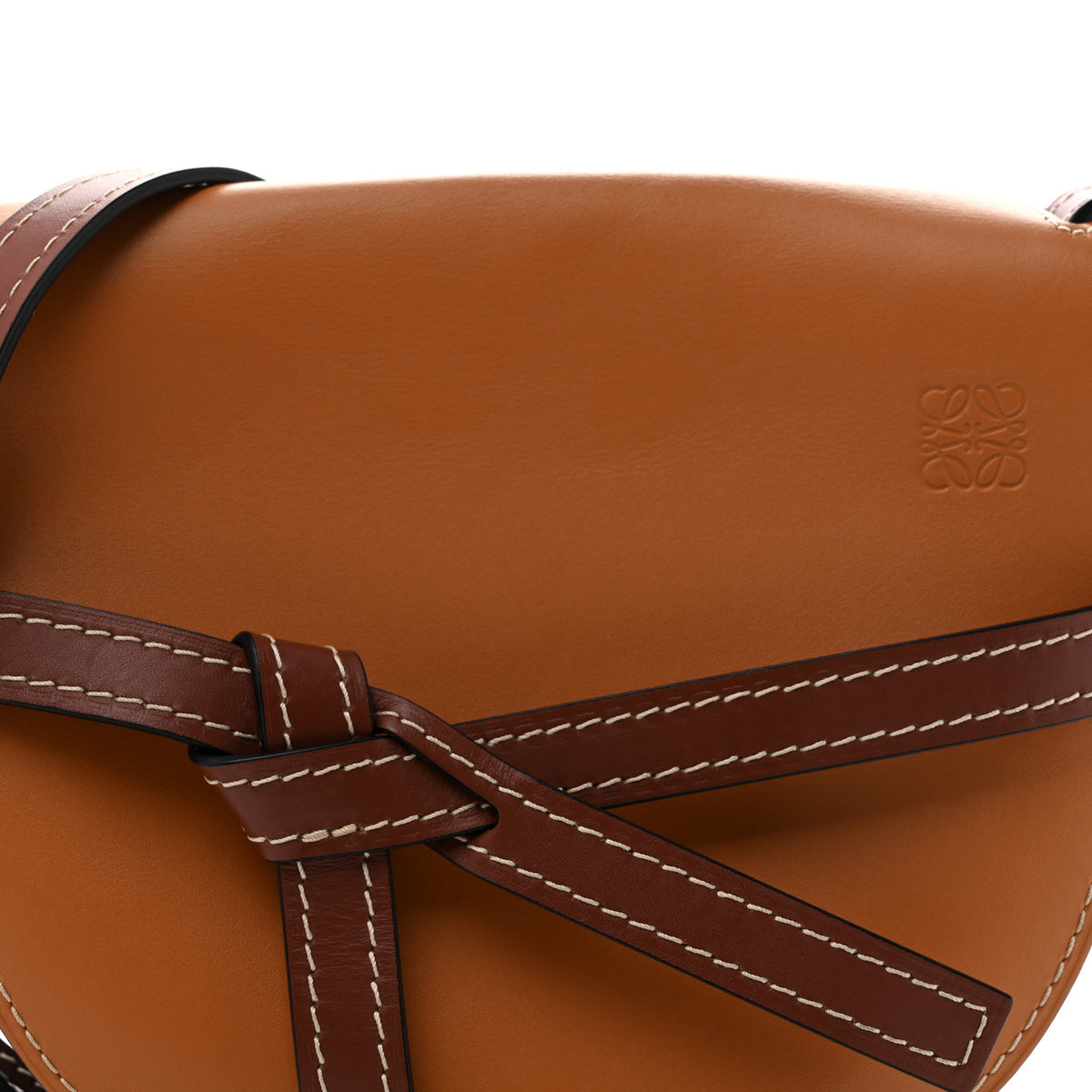Loewe Calfskin Small Gate Crossbody Bag Amber Light Grey Rust 7 of 11