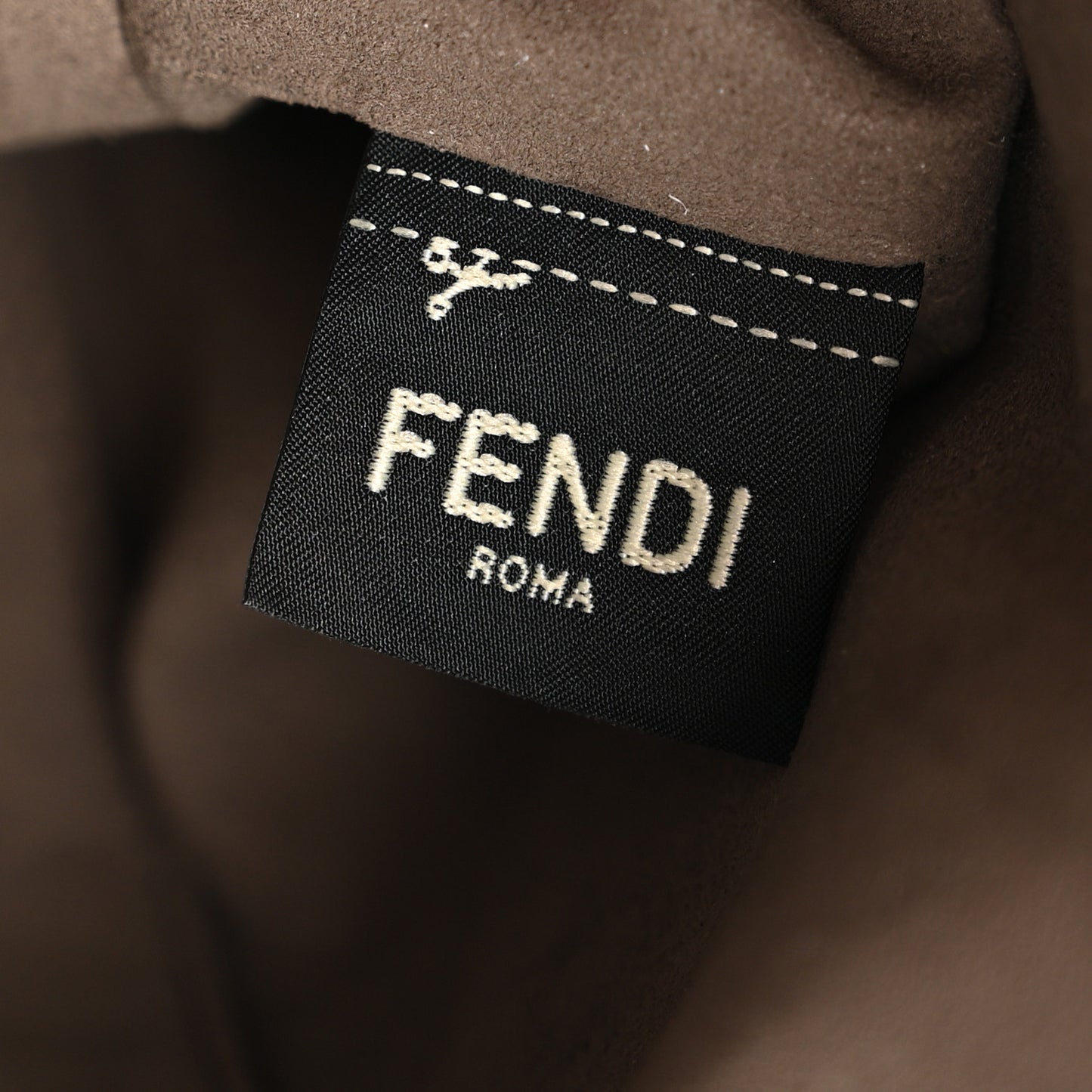 Glazed Fabric Vitello Grace F is Fendi FF 1974 Stamp Patch Grande Mon Tresor Bucket Bag Mogano Panna Iris