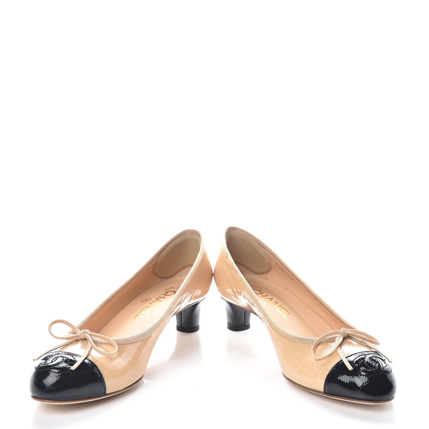 Patent CC Cap Toe Pumps 37 Light Beige Black
