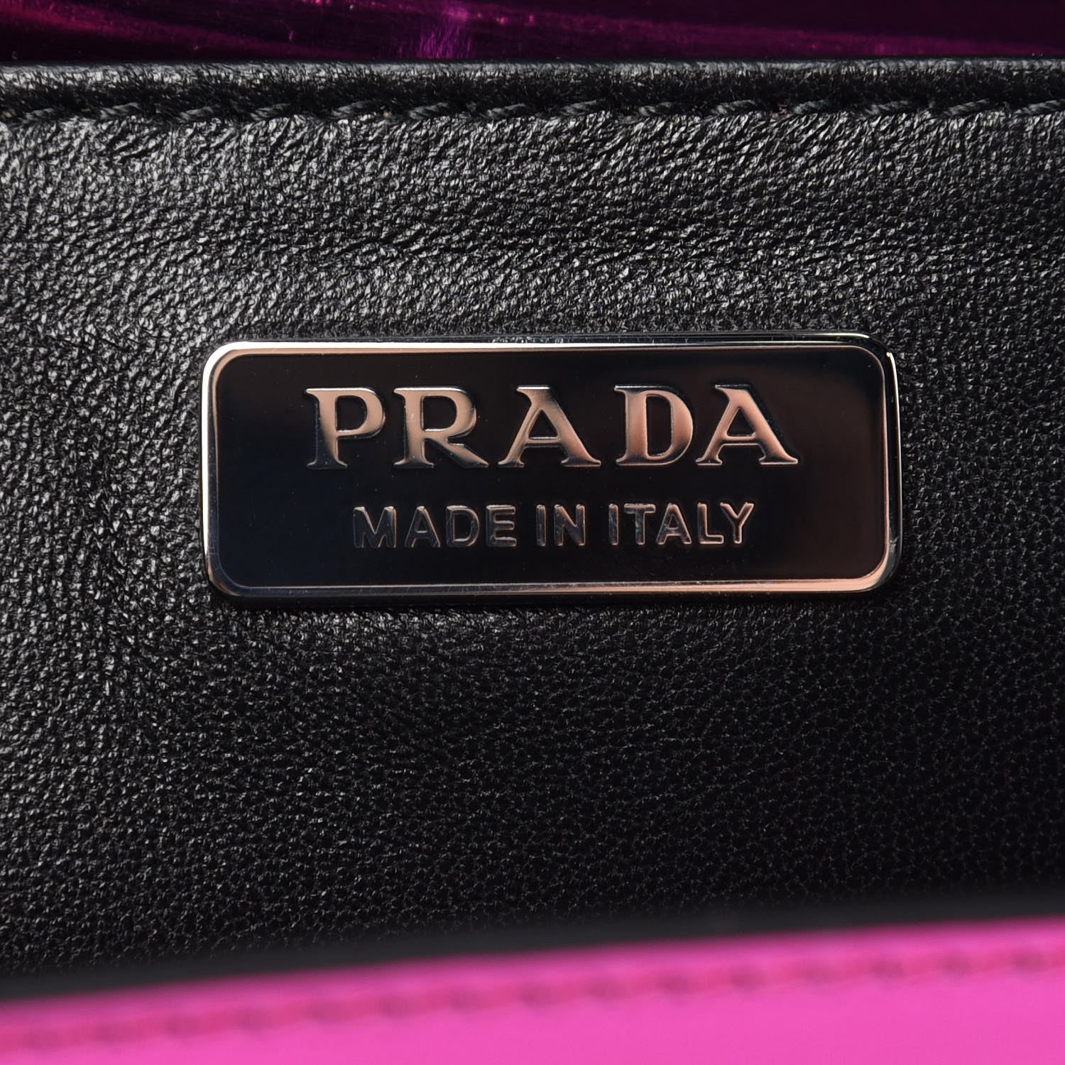 Prada Metallic Vitello Saffiano Cahier Bag Fuxia Black 6 of 10