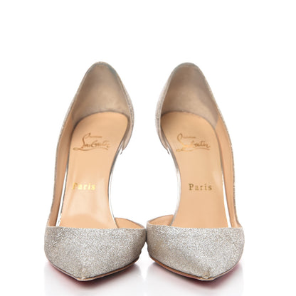 Christian Louboutin Glitter Mini Specchio Iriza 100 Pumps 38 Ivory Havana Beige 2 of 11