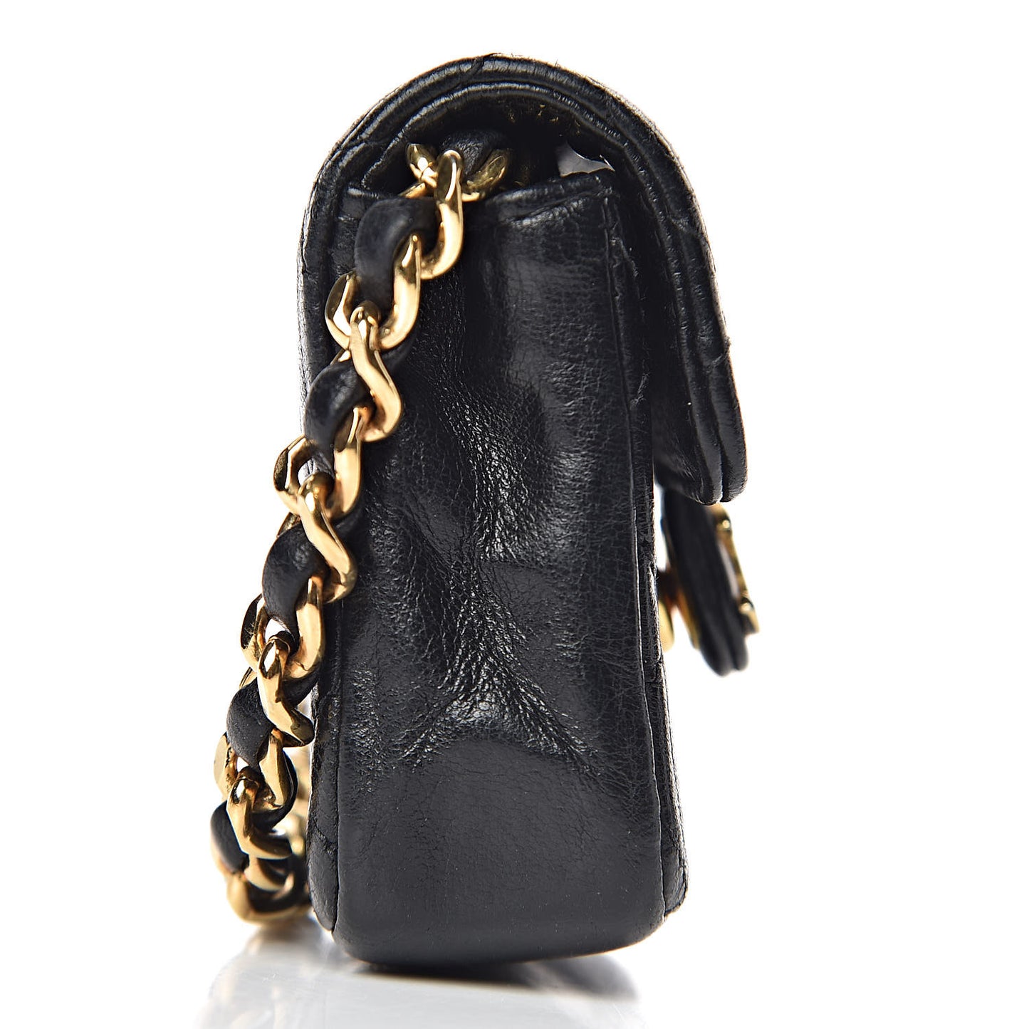 Lambskin Quilted Micro Mini Flap Black