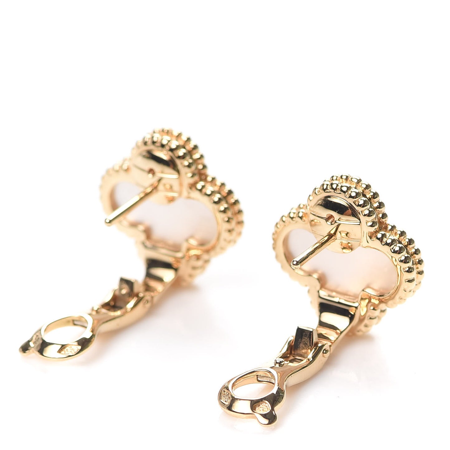 18K Yellow Gold Mother of Pearl Vintage Alhambra Earrings