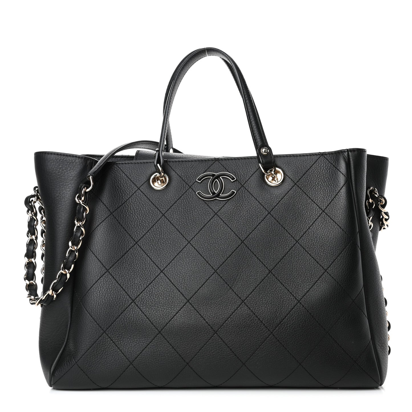 Bullskin Stitched Medium Shopping Bag Black