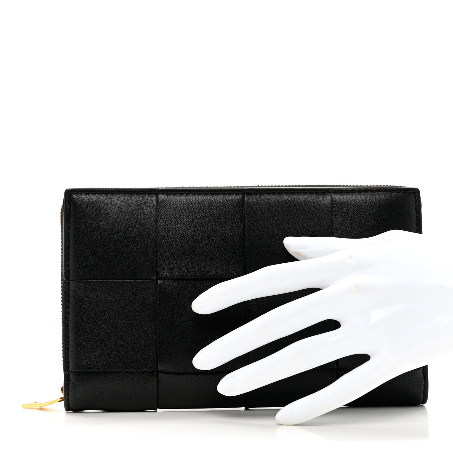 Nappa Maxi Intrecciato Zip Around Wallet Black