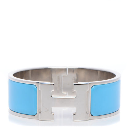 Hermes Enamel Clic Clac H Wide Bracelet PM Blue Jean 1 of 5