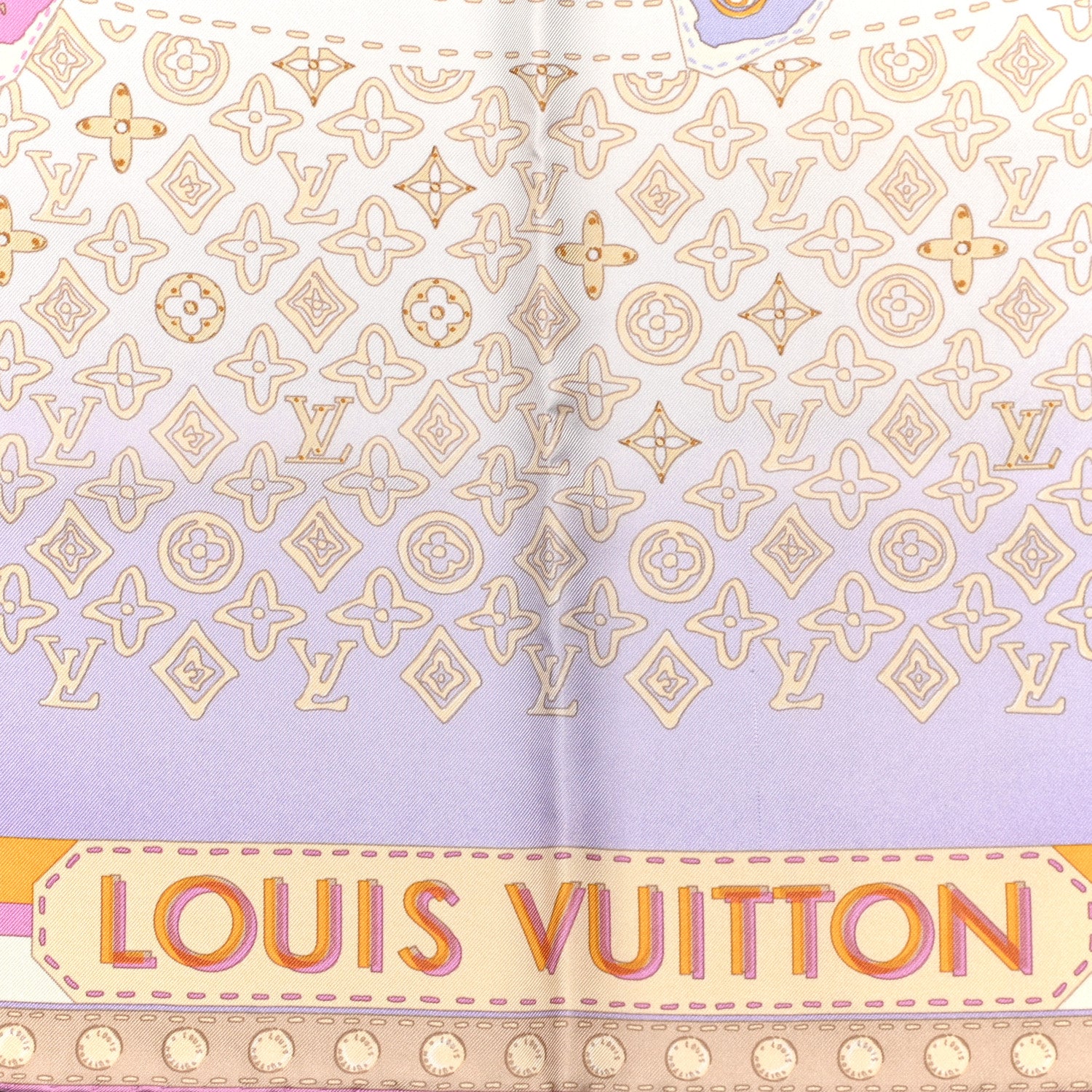 Louis Vuitton Silk Monogram Map Square Scarf 2 of 3