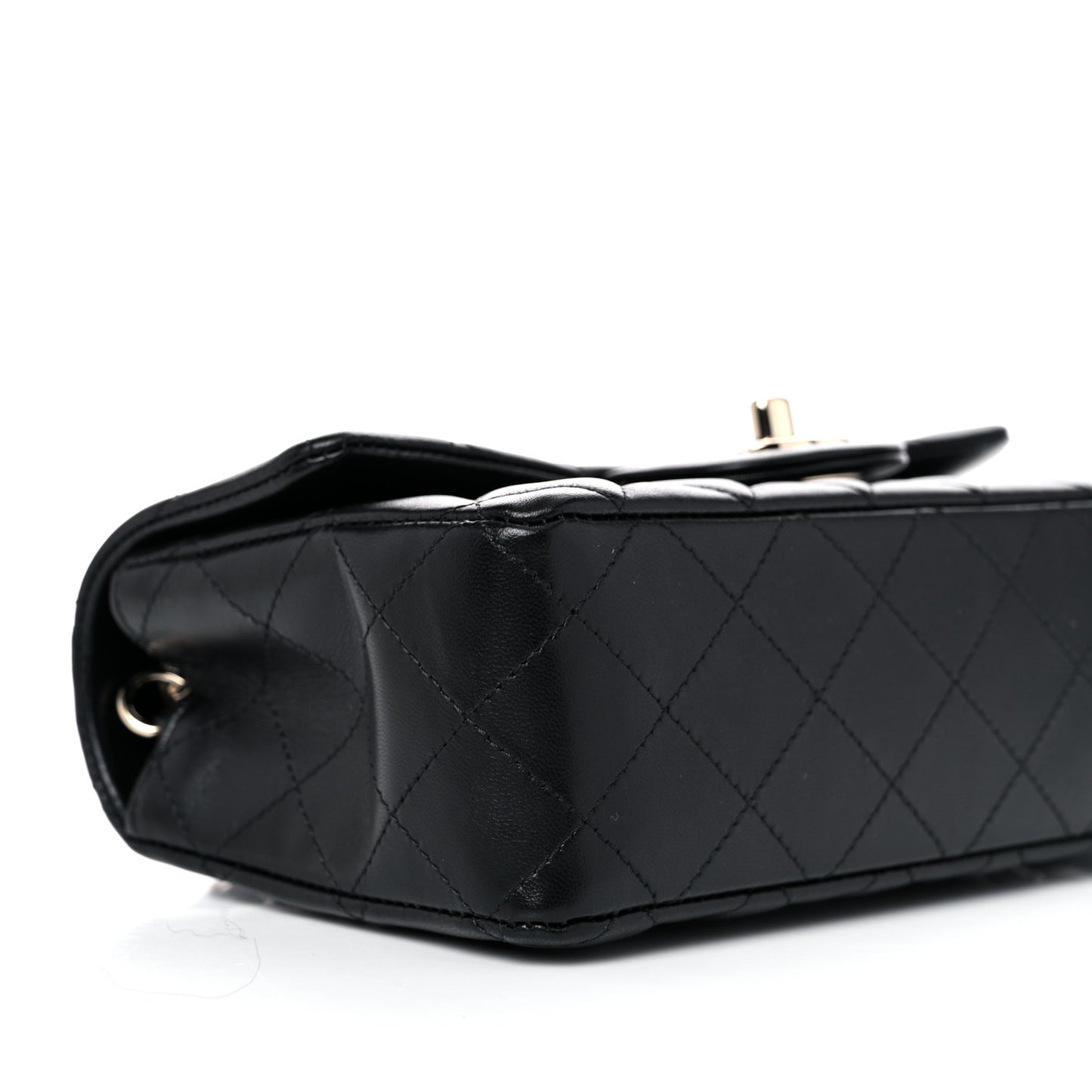 Lambskin Quilted Mini Rectangular Flap Black
