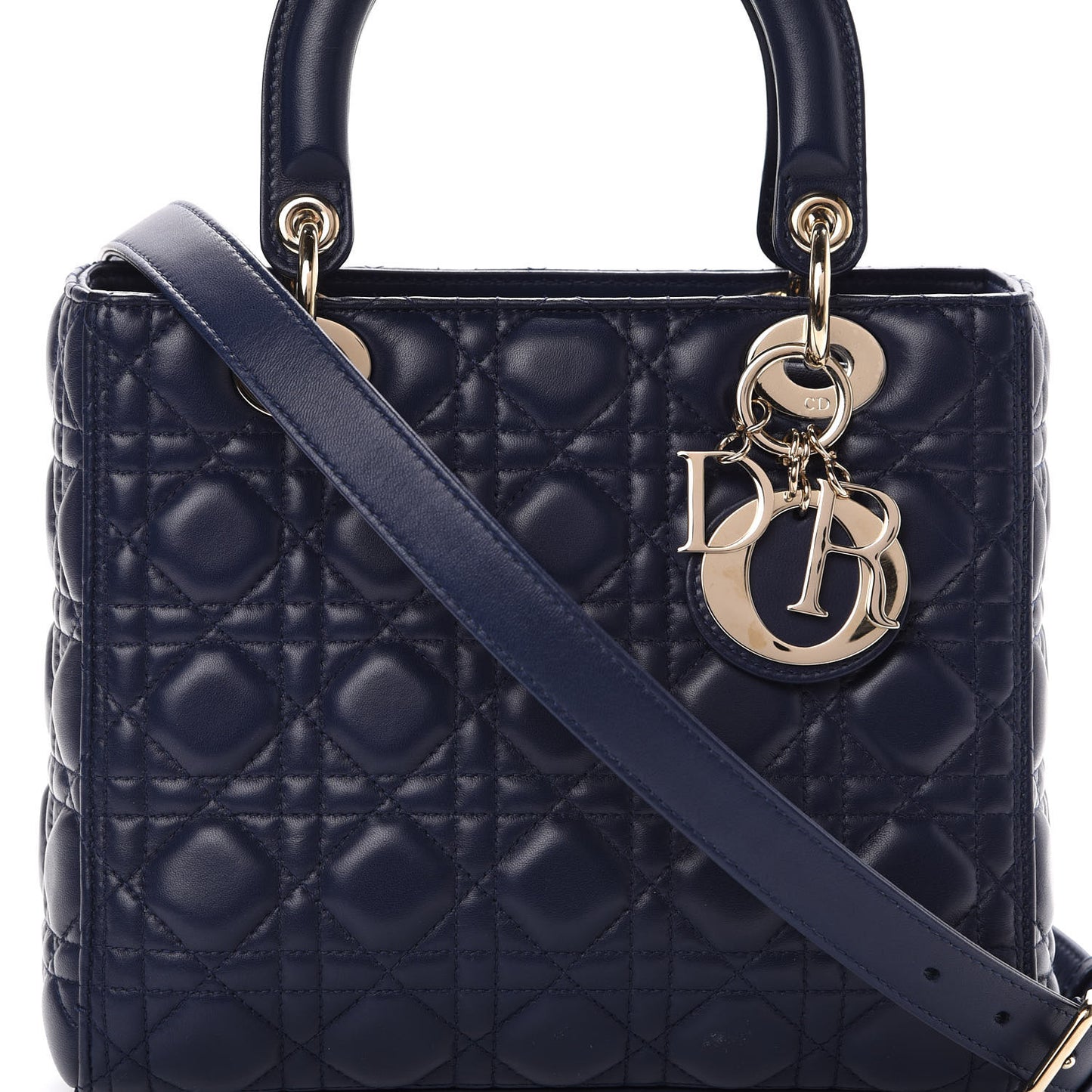 Lambskin Cannage Medium Lady Dior Navy Blue