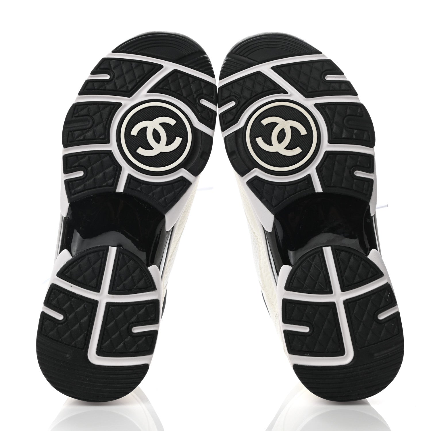 Chanel Mesh Suede Calfskin Grained Calfskin Womens CC Sneakers 37 White Black 5 of 7