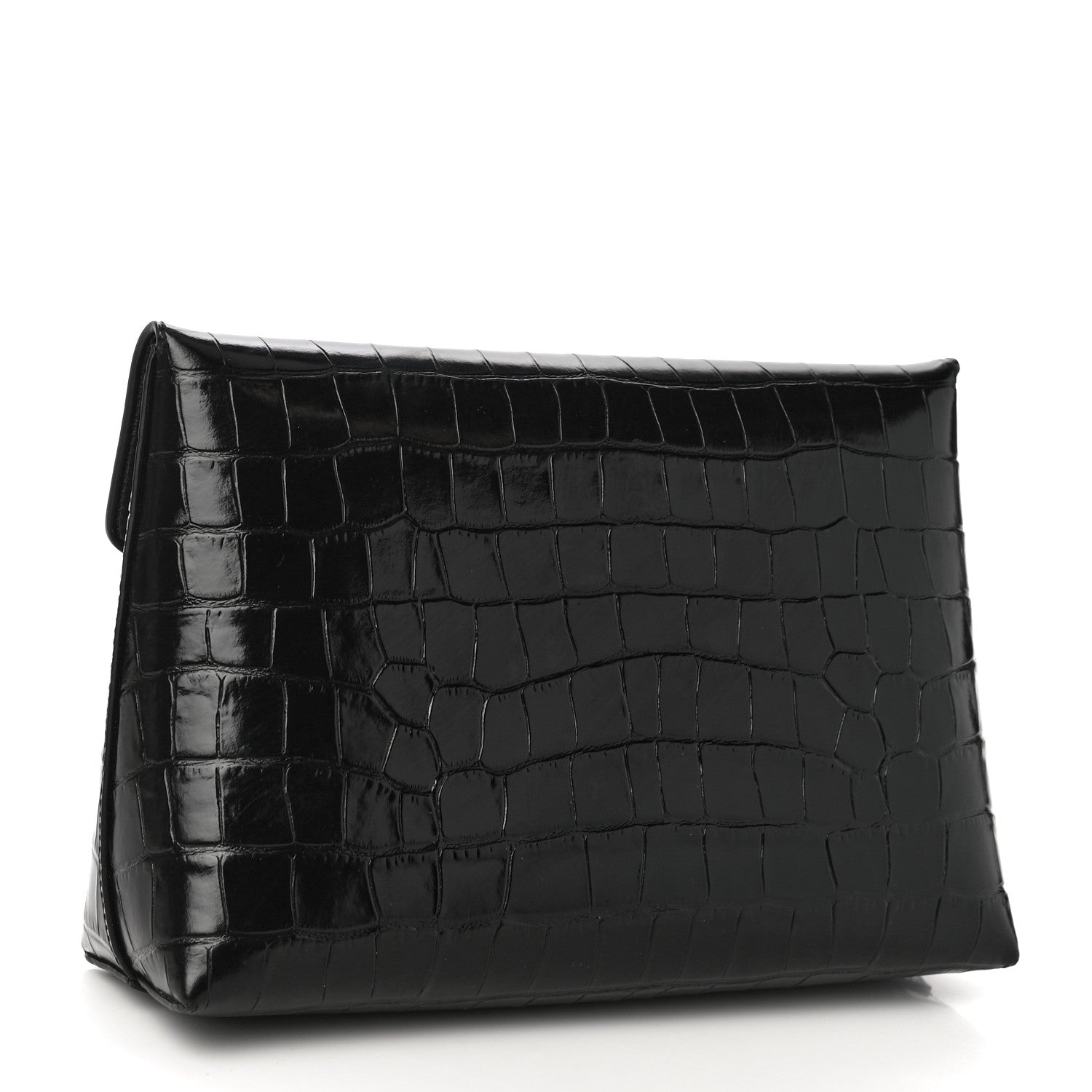 Mulberry Crocodile Embossed Calfskin Darley Cosmetic Pouch Black 3 of 9