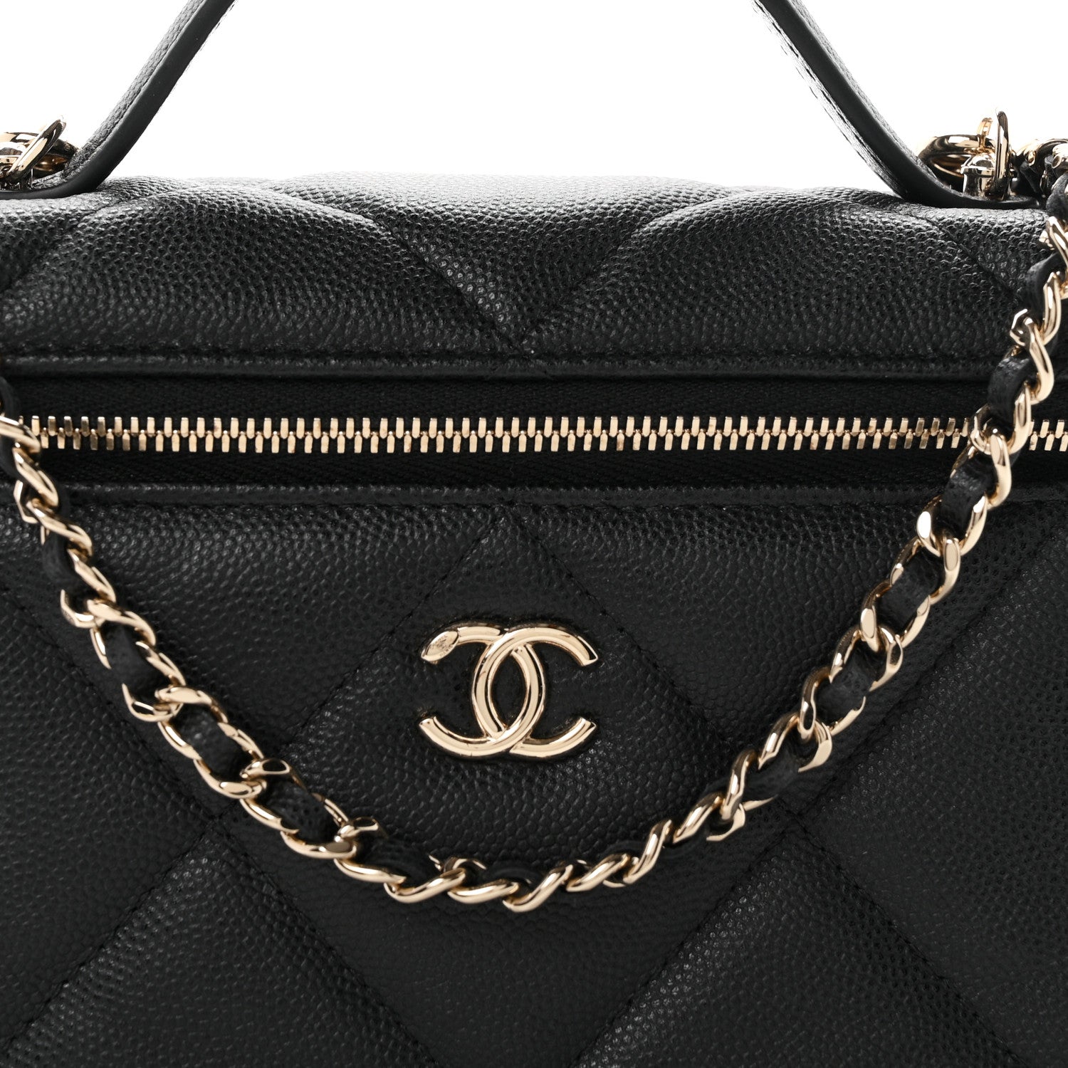 Chanel Caviar Quilted Top Handle Slim Vanity With Chain Black 7 of 10