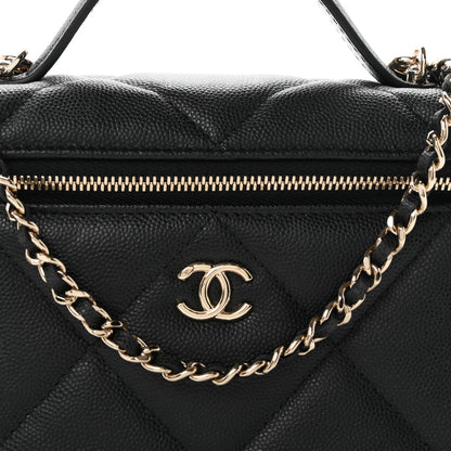 Chanel Caviar Quilted Top Handle Slim Vanity With Chain Black 7 of 10