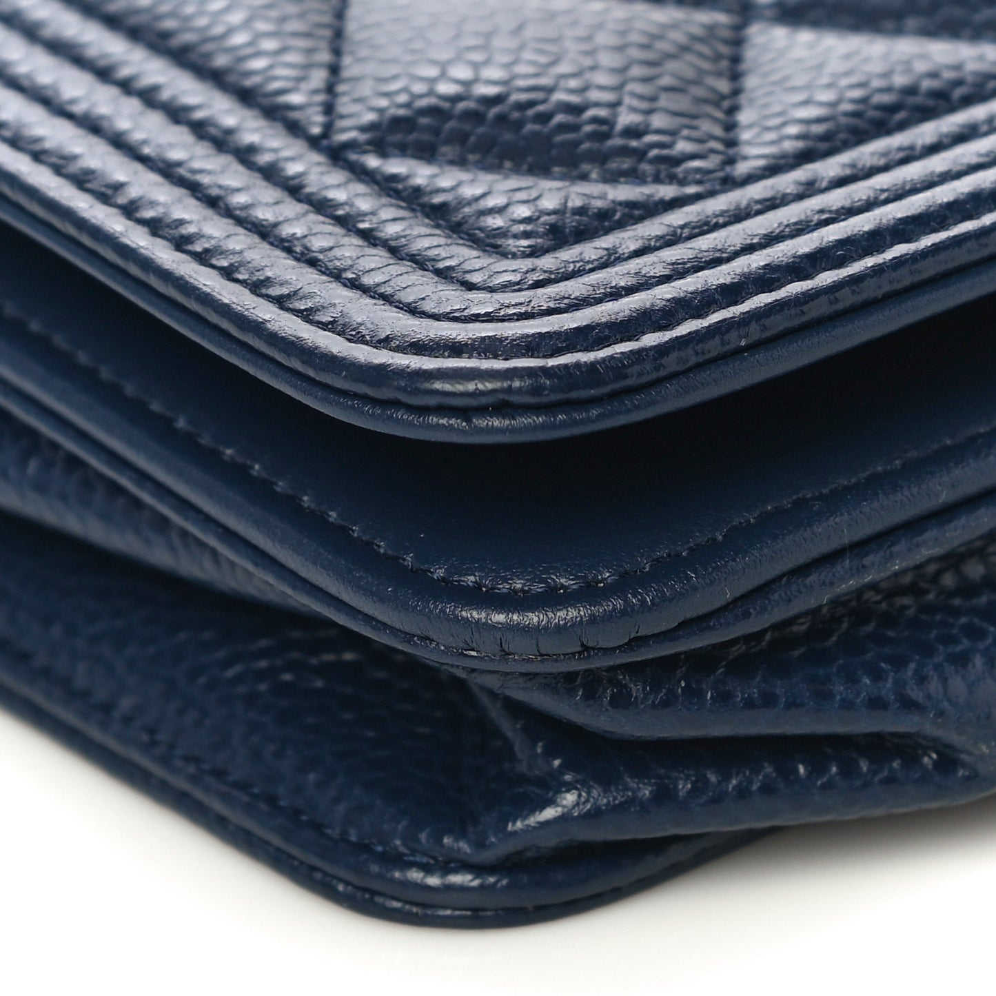 Caviar Quilted Boy Wallet On Chain WOC Navy