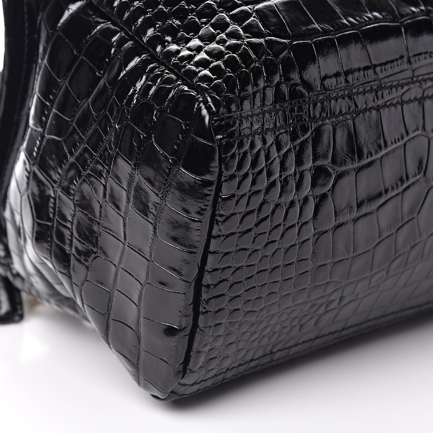 Calfskin Crocodile Embossed Small Pandora Black