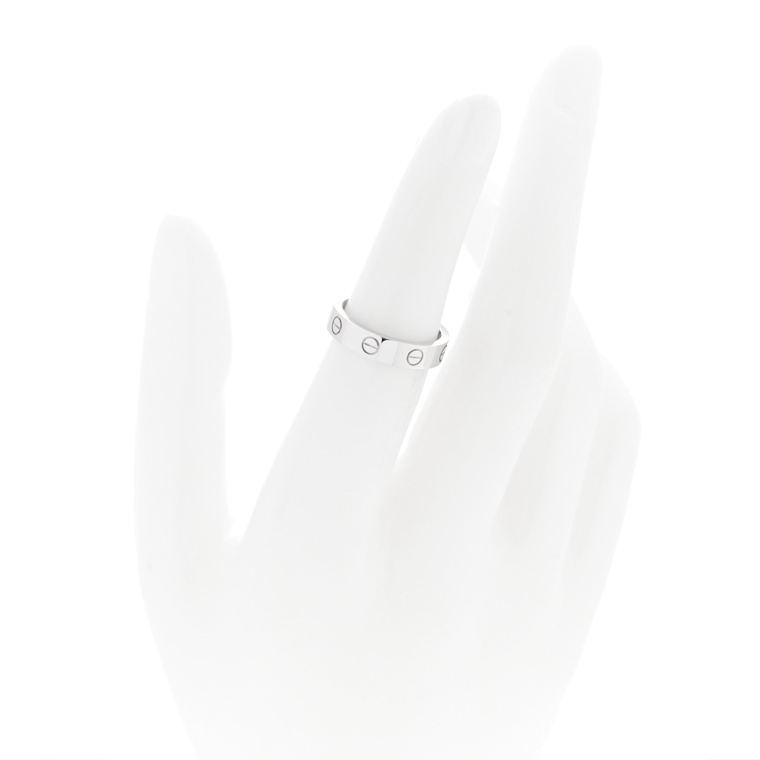 Cartier 18K White Gold Diamond 4mm LOVE Wedding Band Ring 50 5.25 2 of 4